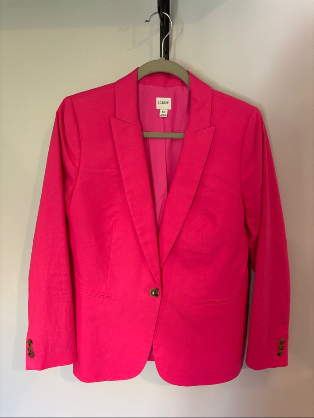 J. Crew Bright Pink Single-Button Blazer